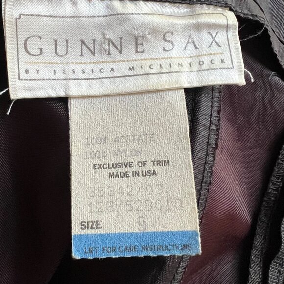 GUNNE SAX By Jessica McClintock Size 9 Black Gothic Ruffle Trim Vintage Dress - Picture 7 of 16